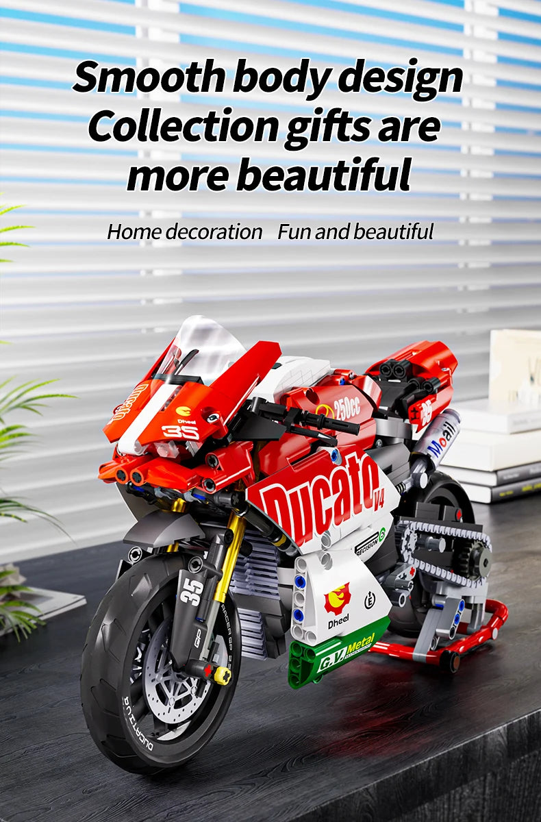 800+PCS Motorcycle Building Blocks Set Super Motorbike 1:10 Model Kit Technical Racing Kid Assembled Toy Gift For Boys And Girls