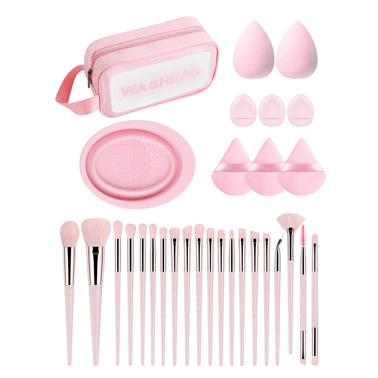 Makeup Brush Sets with bag&Makeup Brush Cleaning Tool, 20pcs Plastic Classic Multifunctional Makeup Brush for Professionals