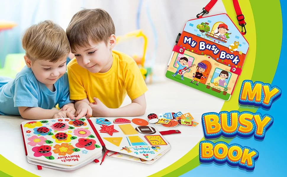 Toddler Busy Board Montessori Toys Learning Educational Activities Travel Toy Dinosaur Dress up  Sensory Life Skill Backpack