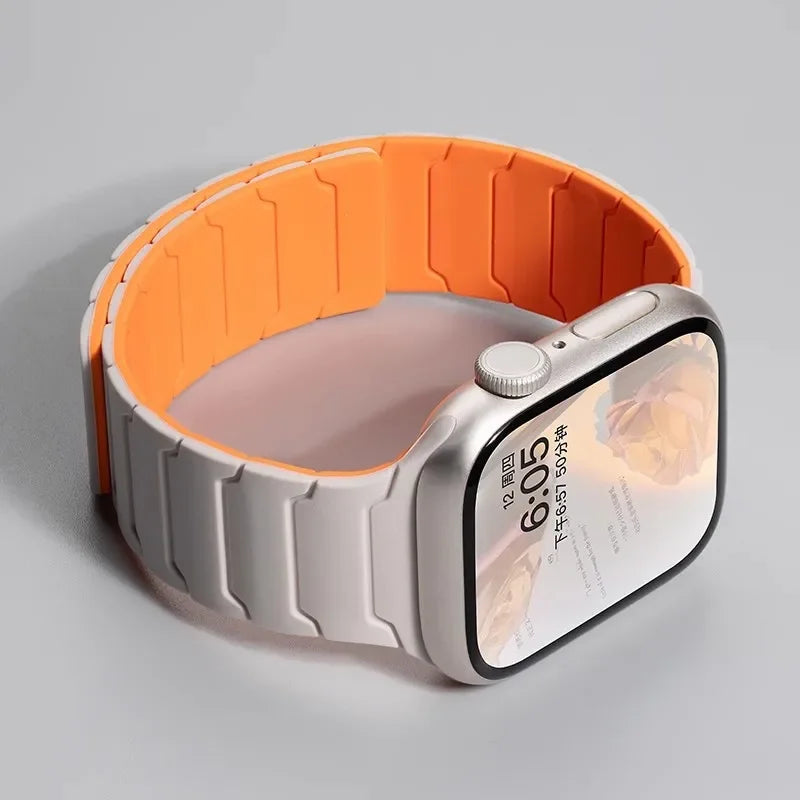 Magnetic Silicone Strap for Apple Watch Band Ultra 2 49mm 46mm 45mm Bracelet for Iwatch Series 10 9 8 7 6 SE 5 38 44mm 42mm 40mm