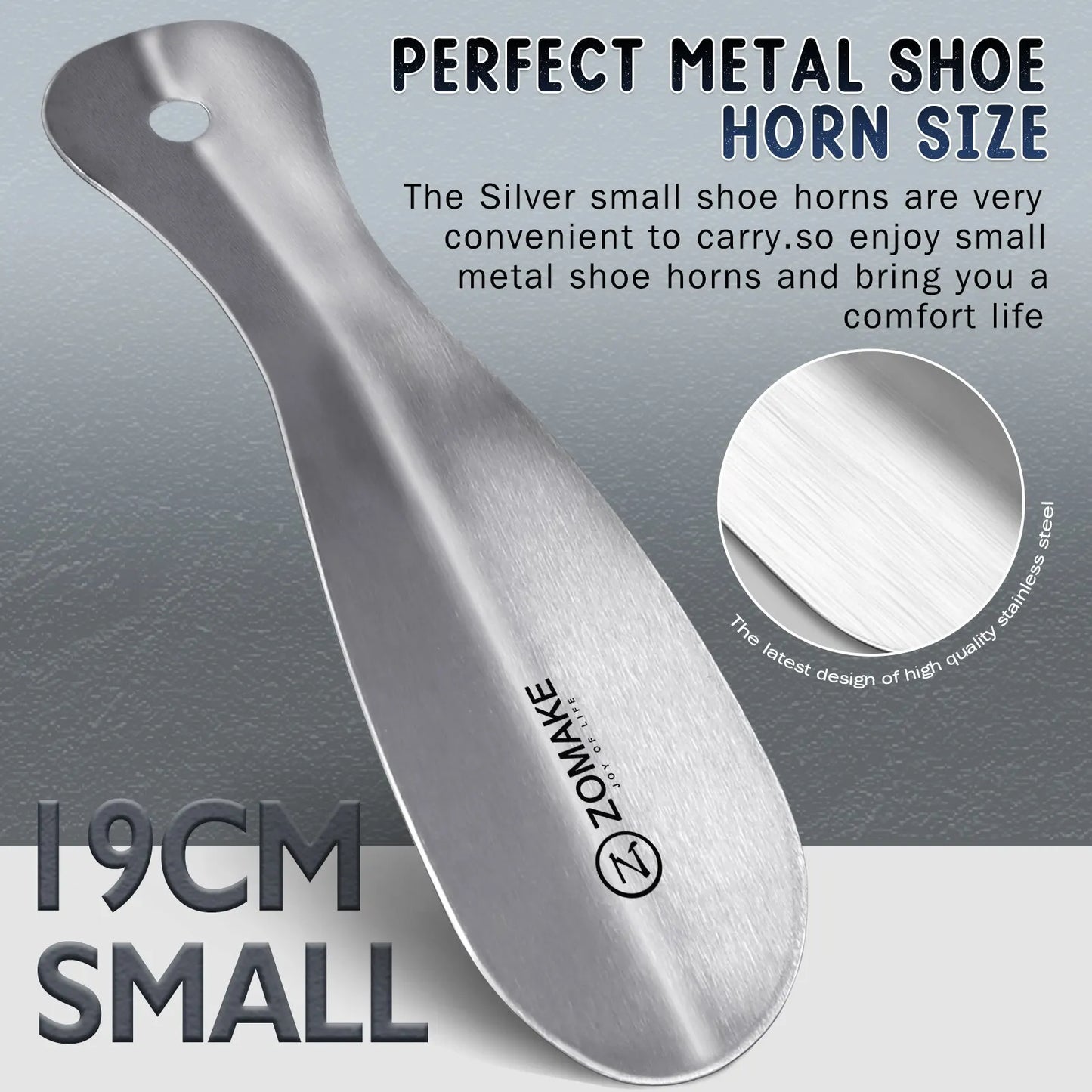 Metal Shoe Horn Stainless Steel 7.5Inch Small Shoe Horn Lifter Easy Carry Shoe Accessories travel shoe spoon for seniors kids