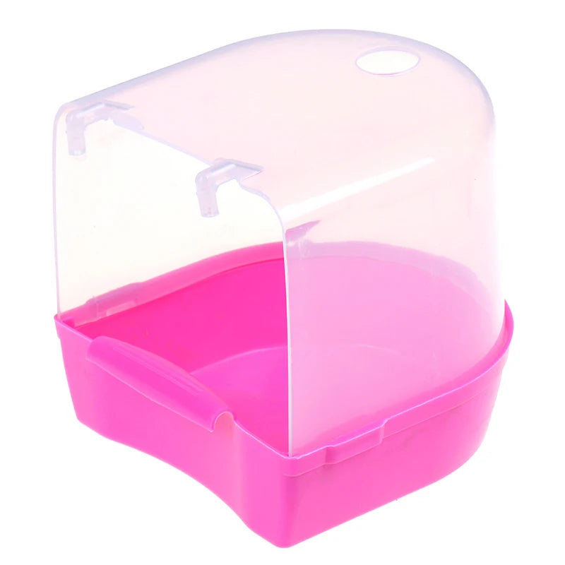 Plastic Bird Water Bath Box Bathtub Parrot For Parakeet Hanging Bowl