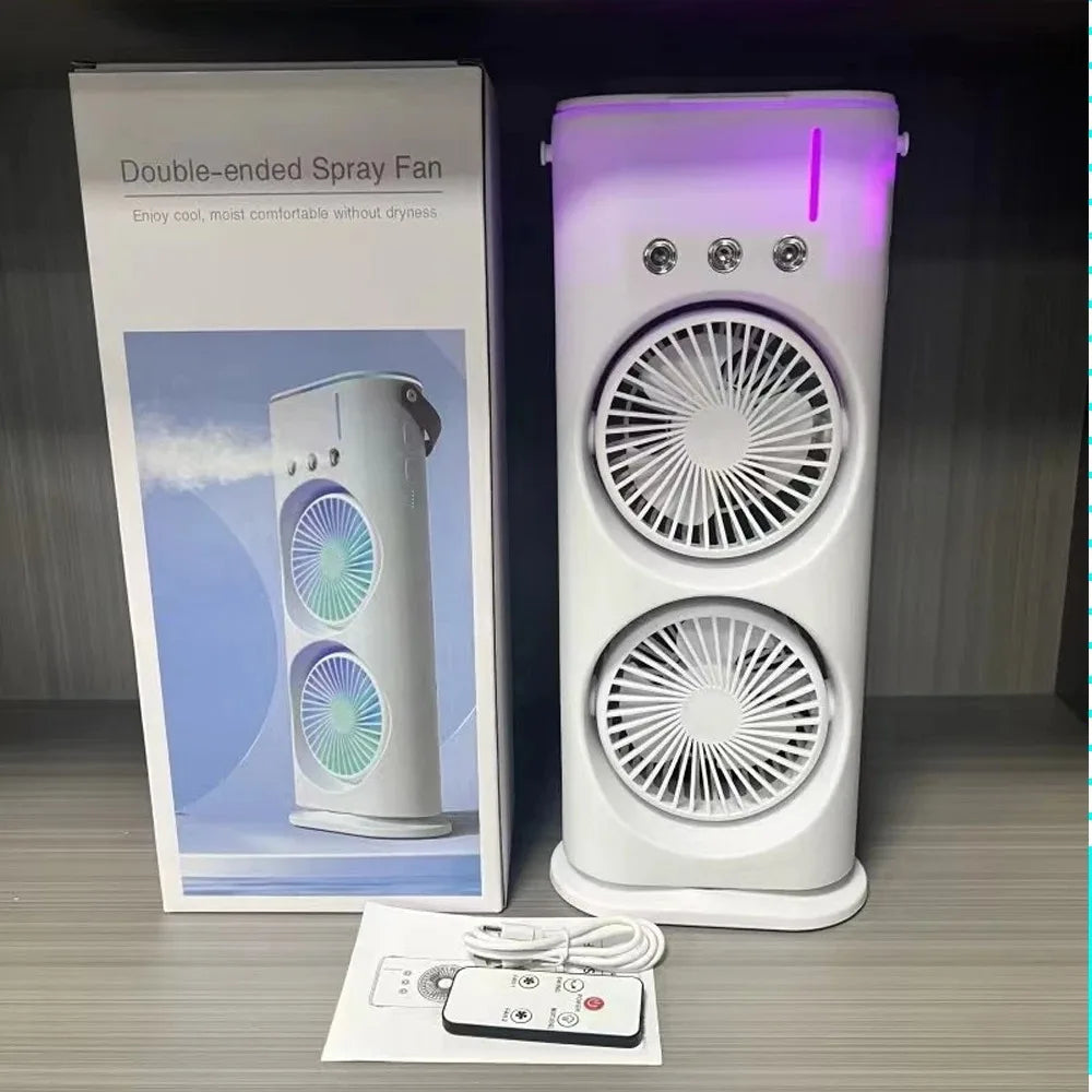 Fan Spray Type Air Conditioning Remote Control Rotatable Cooling Fan Household Portable Desktop Electric Fan with Light