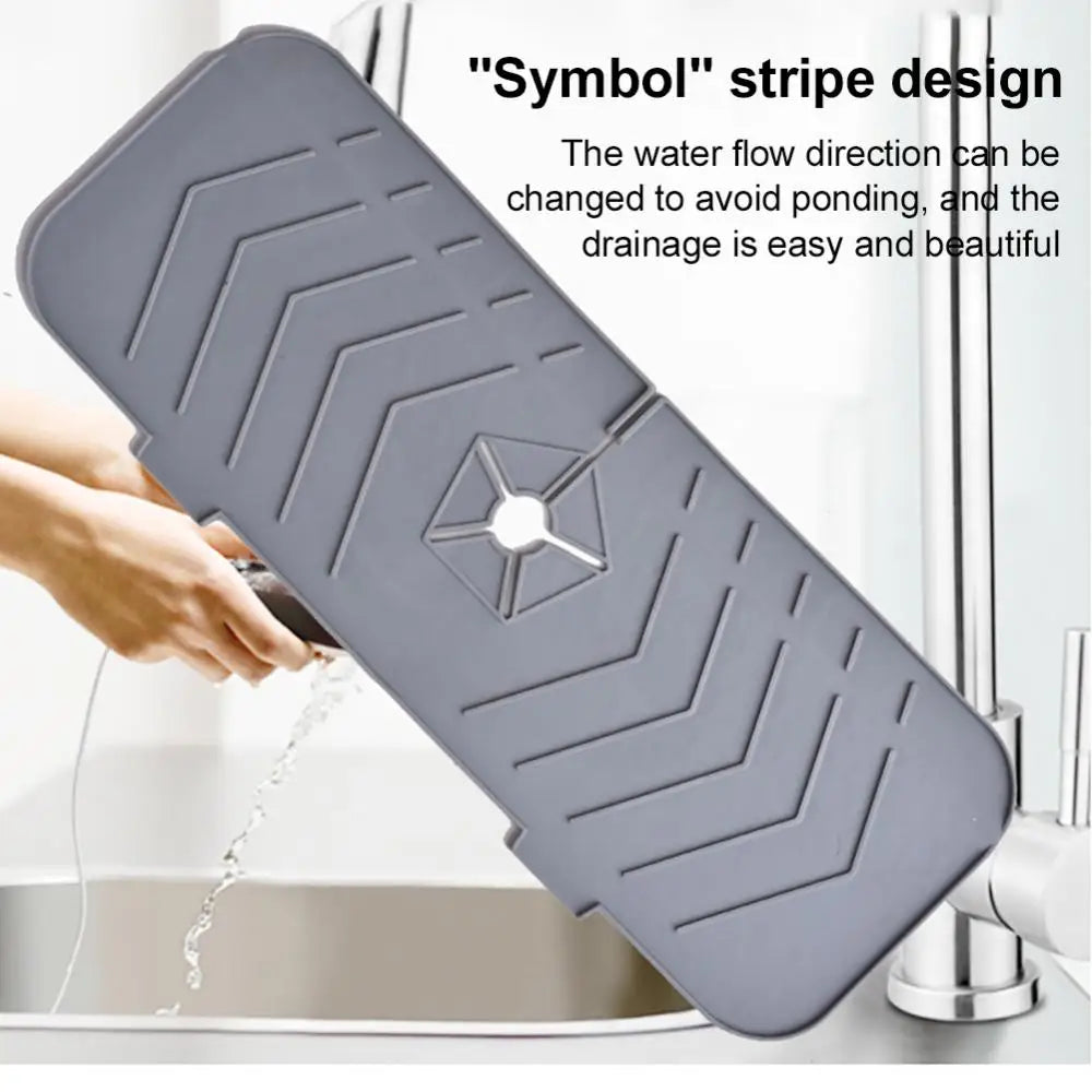 Kitchen Faucet Mat Silicone Absorbent Mat Sink Sponge Drain Rack Foldable Water Splash Catcher Mat Bathroom Countertop Protector