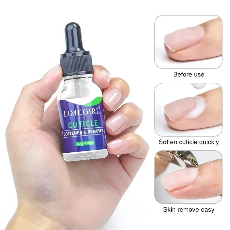 LIMEGIRL 15ml Nail Care Cuticle Regenerating Oil Preventative Nail Polish Softener for Dead Skin Gel Manicure Care Tool