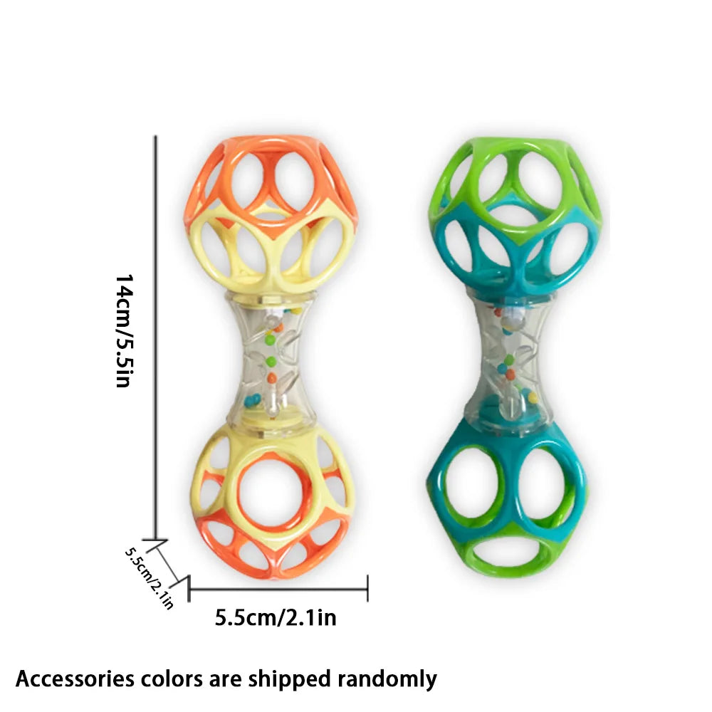 Baby Teether Rattle & Shake Barbell Toy, Ages 3 Months and Up(Random Color）