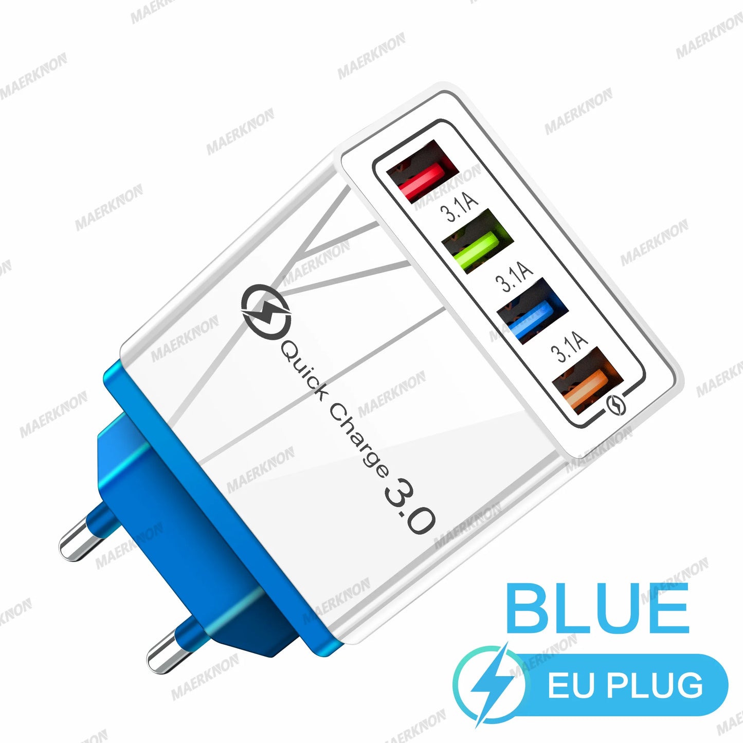 3.1A USB Charger 4 Ports Fast Charging QC 3.0 Wall Charger For Xiaomi iPhone 15 Samsung US/EU Mobile Phone Plug Travel Charger