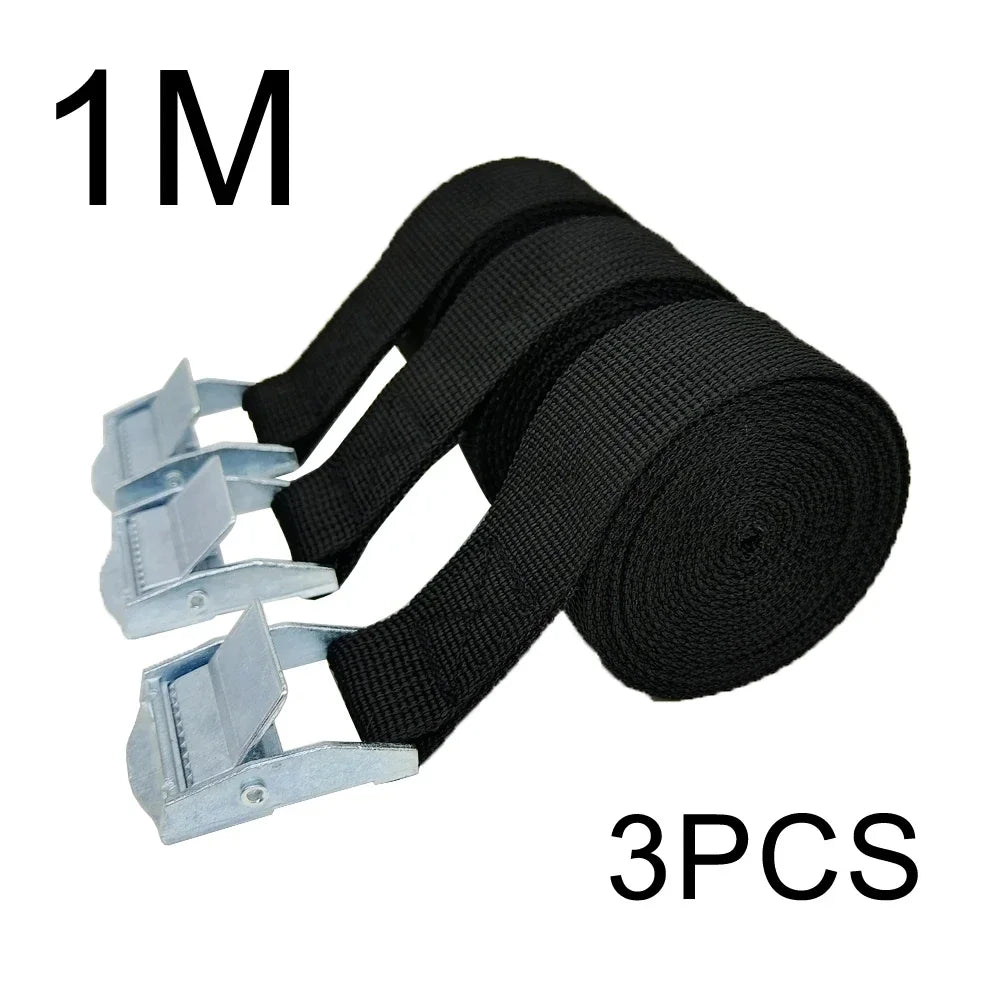 3 Pieces of 1M Buckle Fastening Straps for Cars, Motorcycles, Bicycles, Metal Buckles, Trailer Ropes, Strong Luggage Straps