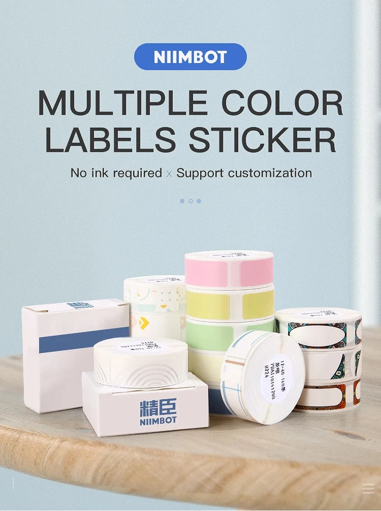 Niimbot D110 Mini Portable Printer Thermal Wire White/ Cable/Color/Round D11 D101 B18 Sticker Self Adhesive Waterproof Sticker