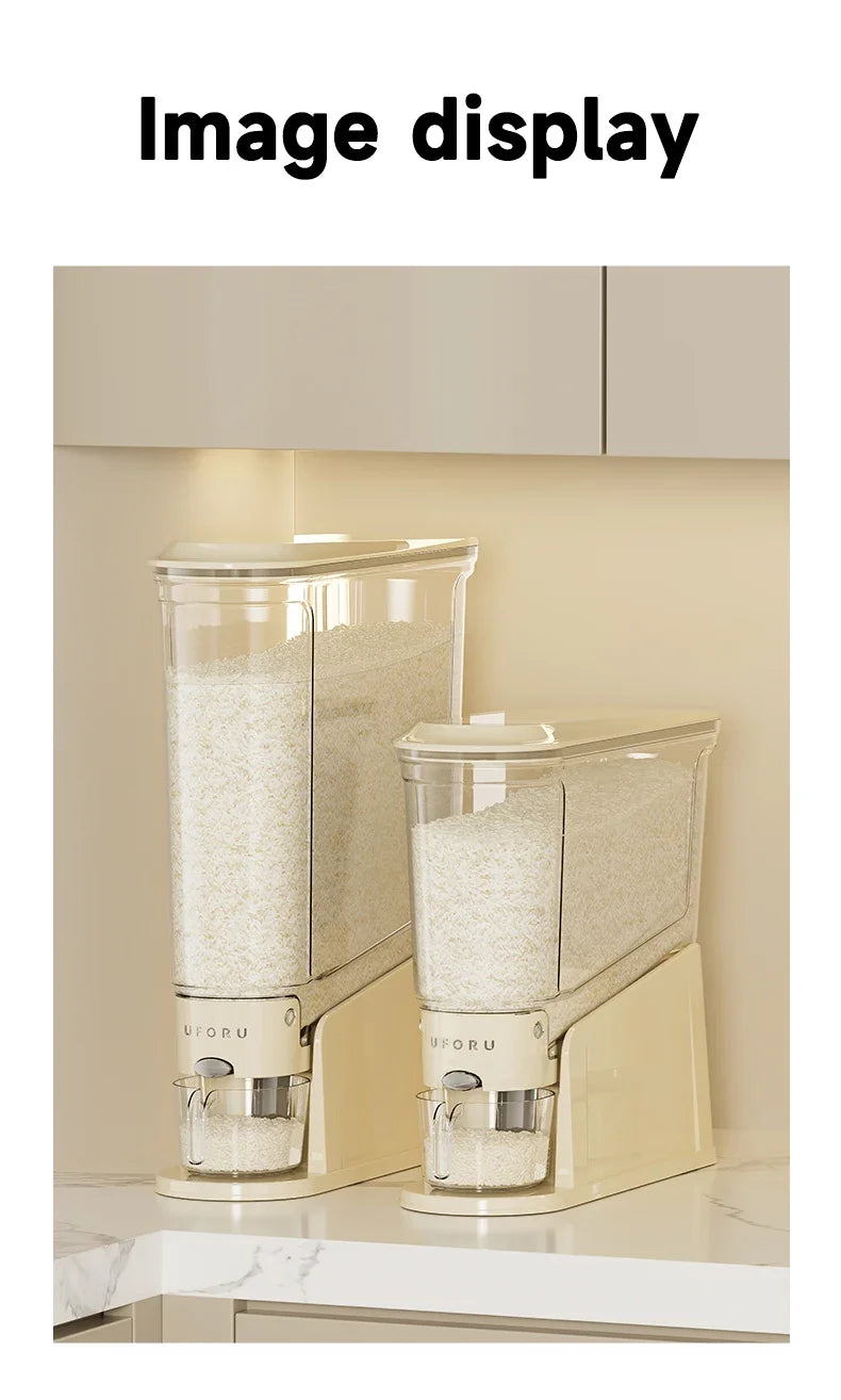 1PCS 5/10KG Sealed Rice Bucket Sealed Moisture-Proof Dispenser with Cup Grain Powder Boxes Insect-Proof Cereal Kitchen Container