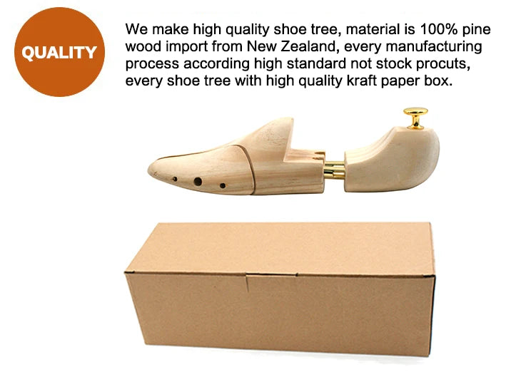 Men's and Women's Shoe Trees Twin Tube Adjustable New Zealand Pine Wood Shoe Tree