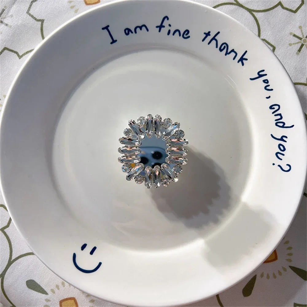 INS Korea 3D Diamond Mirror Griptok Bracket For iPhone 16 15 Lovely Macaron Universal Phone Holder Ring Support Stand Grip Tok