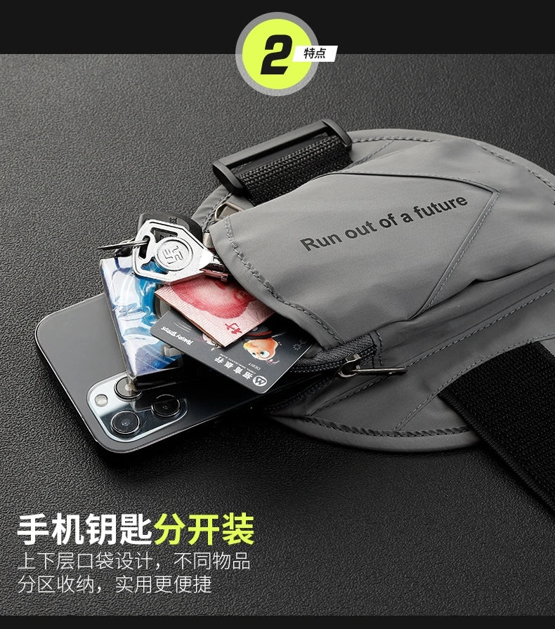 Outdoor Sports Running Fitness Mobile Phone Arm Bag Night Running Reflective Safety Wrist Bag Men and Women 6.5-Inch