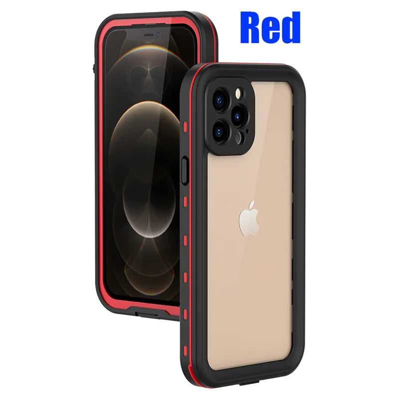 IP68 Waterproof For IPhone 16 15 14 13 12 11 Pro Max XS XR 7 8 Case RedPepper Clear Cover Diving Underwater Swim Outdoor Sports