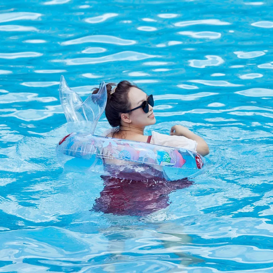Rooxin Inflatable Swimming Ring Mermaid With Backrest Pool Floaters for Adult Teens Water Play Tube Swimming Mattress Pool Toys
