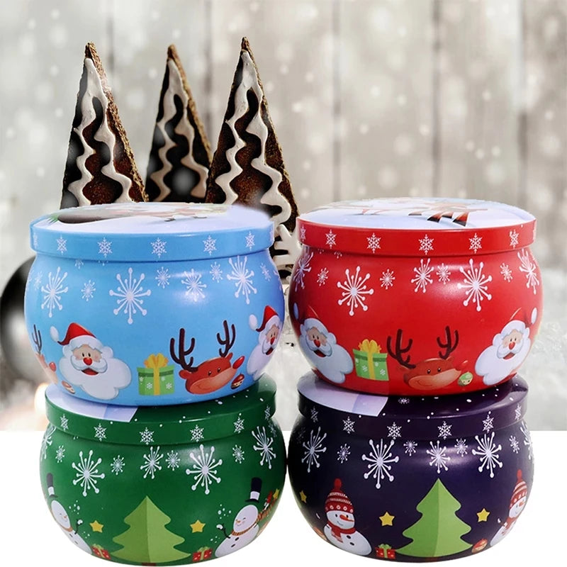 Empty Travel Christmas Aromatherapy Candle Jar Christmas Scented Candle Tin Jar Soy Wax Plant Candle Gift Box Only Empty Jar