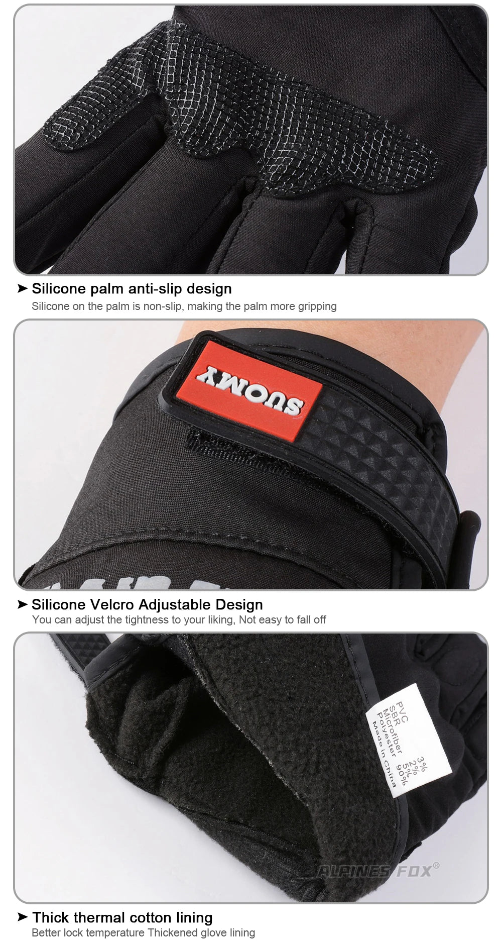 Suomy City Gloves Touch Screen Waterproof Motorcycle Gloves Racing Motocross/Motorbike Gloves Riders Black Motoqueiro Guantes