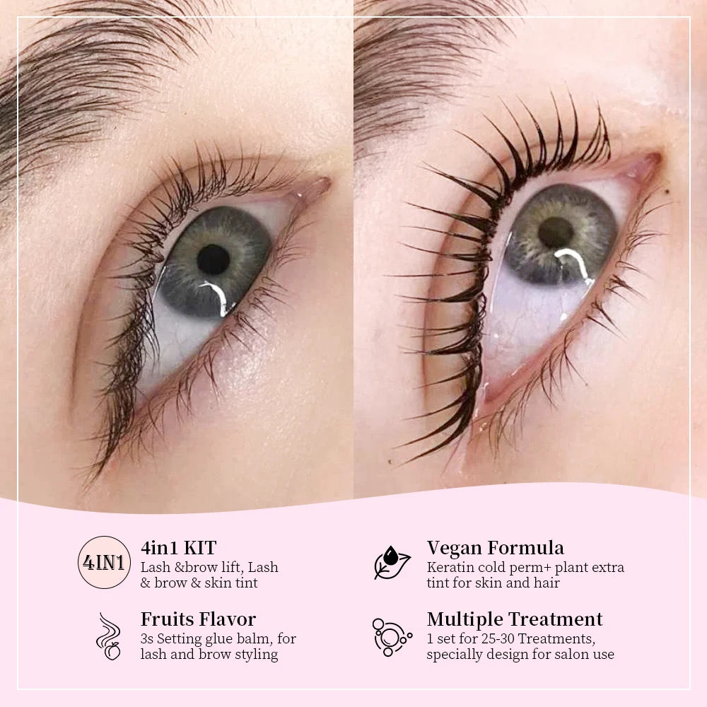 ICONSIGN 4 IN1 Set Lash Lift and Tint Kit Eyelash Lifting Brow Tint Dye Eyes Makeup Tools Patch With Glue Balm