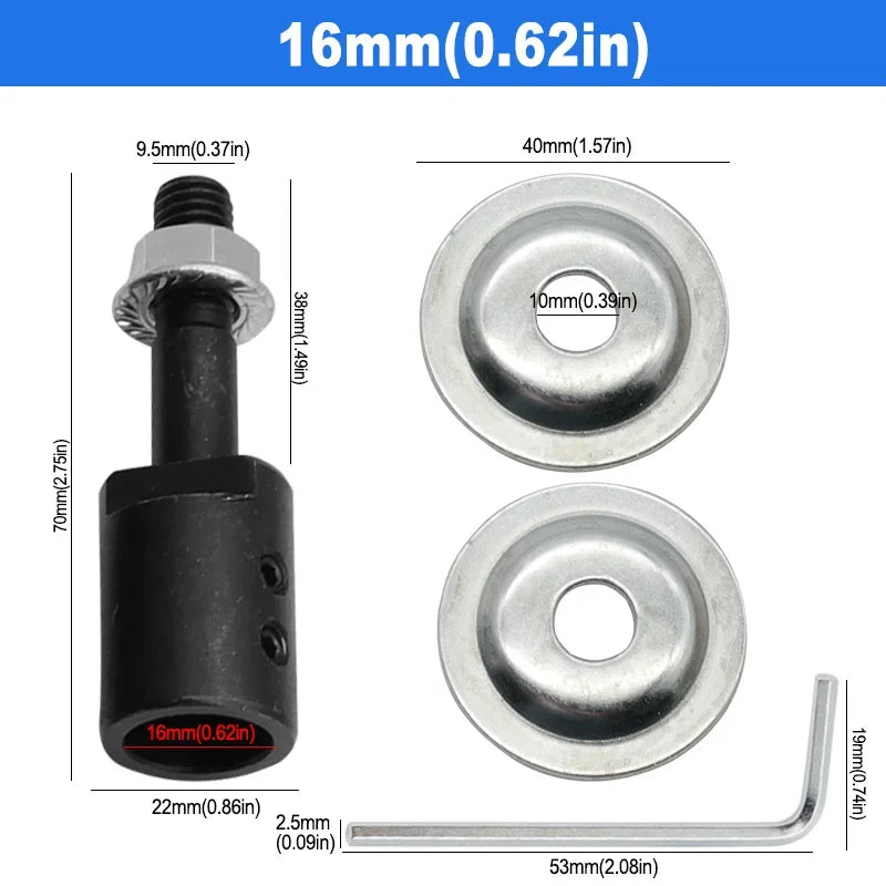 10mm Spindle Adapter for Grinding Polishing 5mm/6mm/8mm/10mm/12mm/14mm/16mm Shaft Motor Bench Grinder