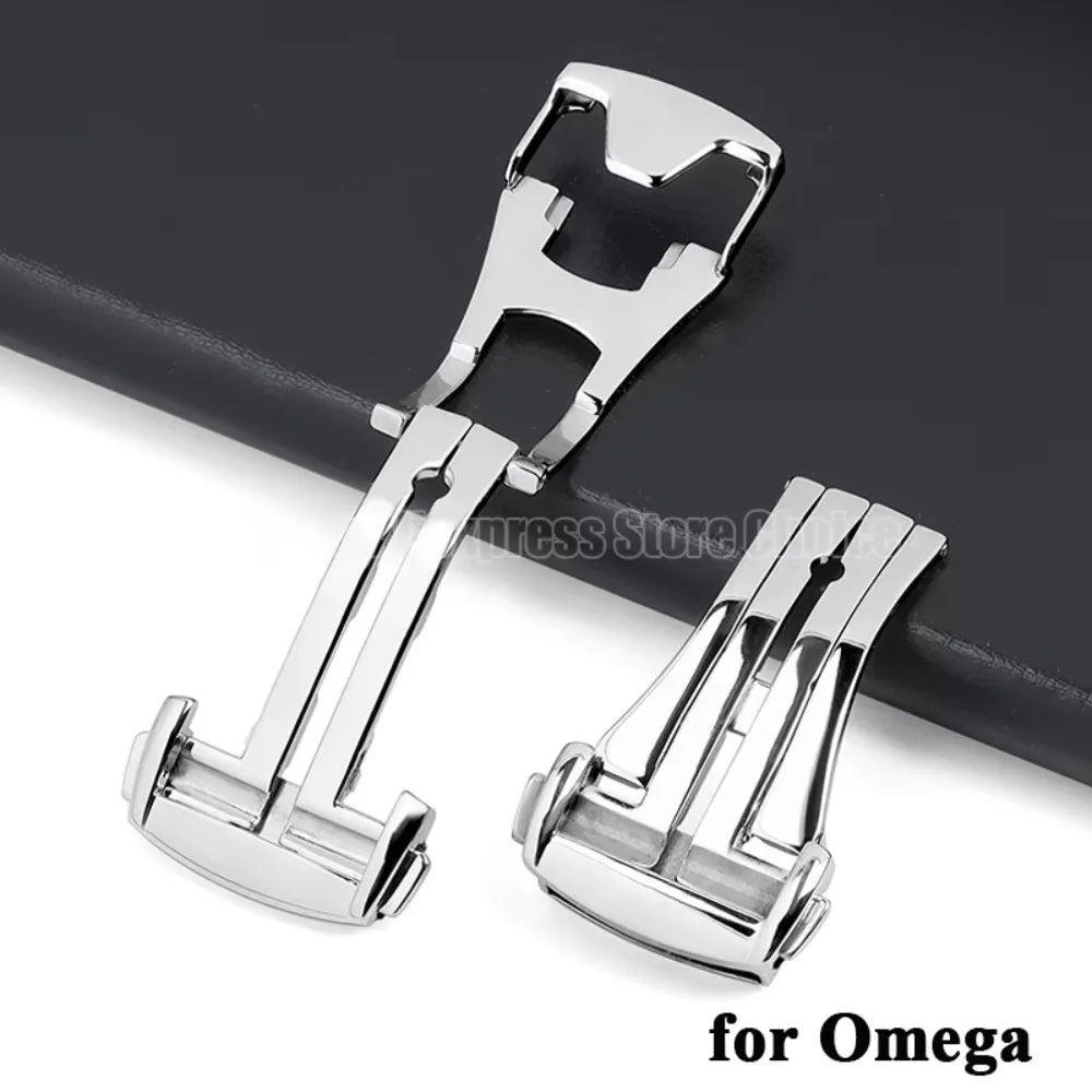 20mm Stainless Steel Watch Buckle for Omega Leather Rubber Watch Band Silver Matte/Polished Deployment Clasp Button Accessories