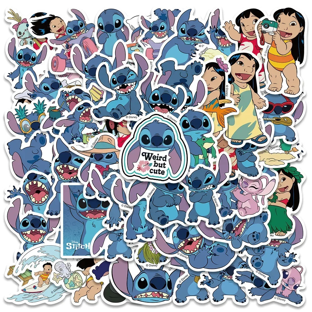 Disney Cartoon Kawai Stitch Stickers for Phone Laptop Diary Guitar Suitcase Graffiti Waterproof Sticker Decals Kids Toy