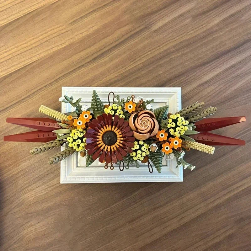 812PCS Succulent DIY Toy: Dry Flower Centerpiece Bouquet Building Block 10314 Model Kit Home Decor Bricks for Christmas Gift
