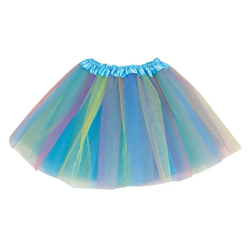 Girls Rainbow Tutu Skirt Dance Party Ballet Tulle Tutu Skirt 2-8 Years 3 Layers Princess Birthday Party Dress