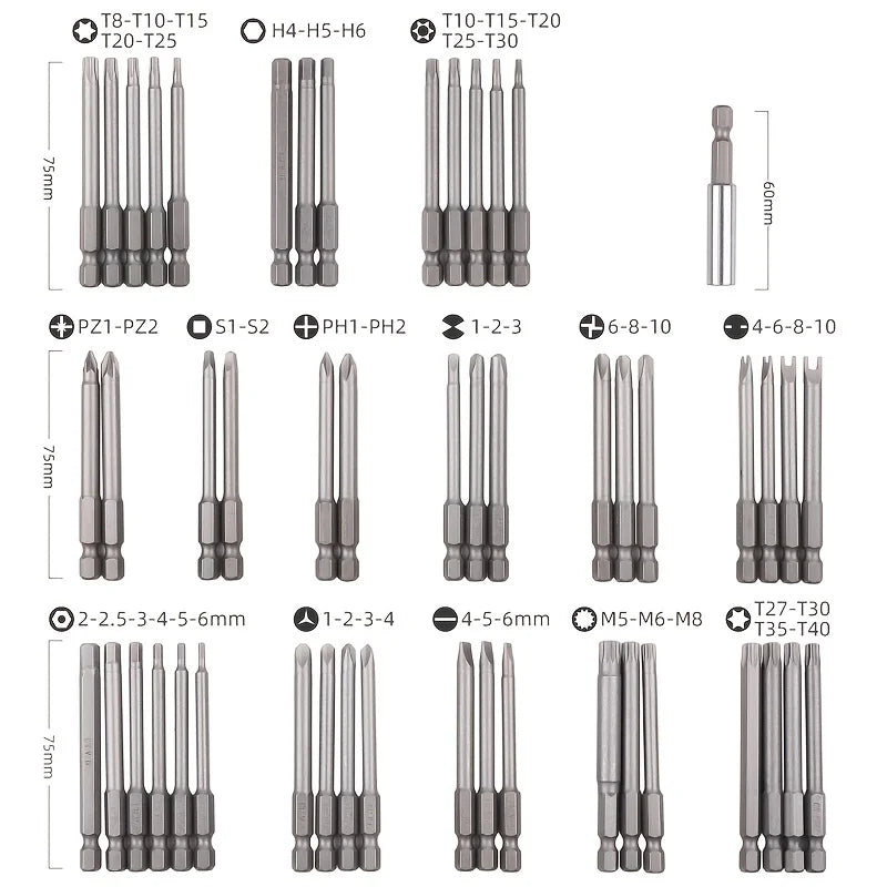 50-in-1 Multi-specification Electric Screwdriver Set Mobile Phone Computer Repair and Dismantling Precision Screwdriver Bit Set