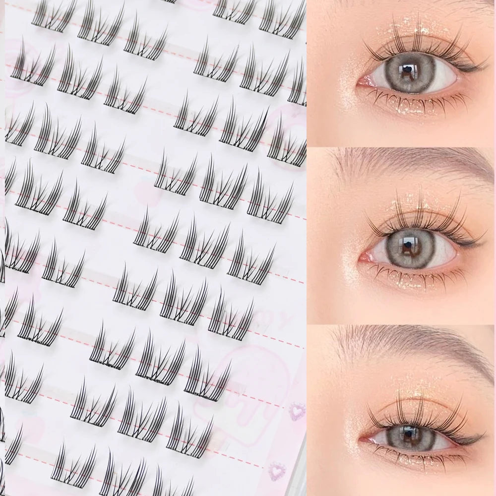 No Glue Needed Idol False Eyelashes Large Capacity 7-9mm Self Adhesive Eyelashes DIY Lash Extension Korean Makeup Cluster Lashes