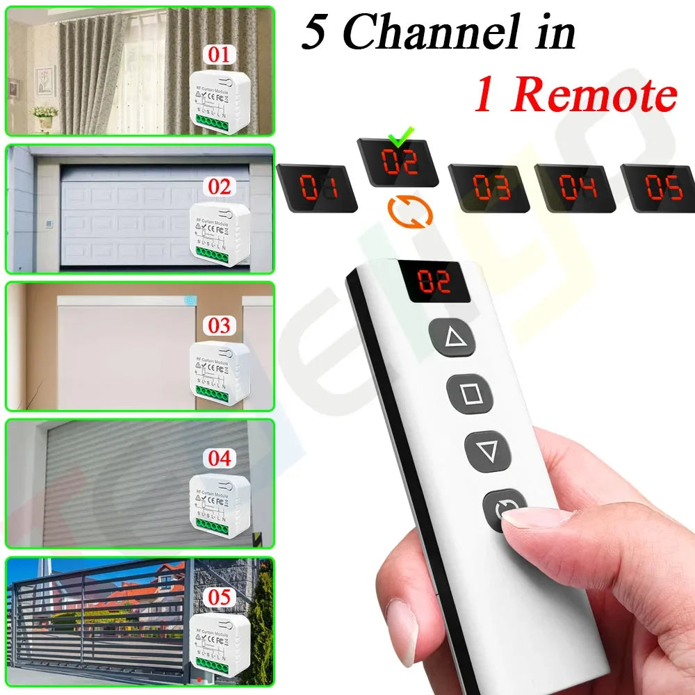 Tedeligo Tuya WiFi RF Smart Curtain Switch,110V 220V Roller Shutter Blinds Control Module with Wireless Remote,work with Alexa