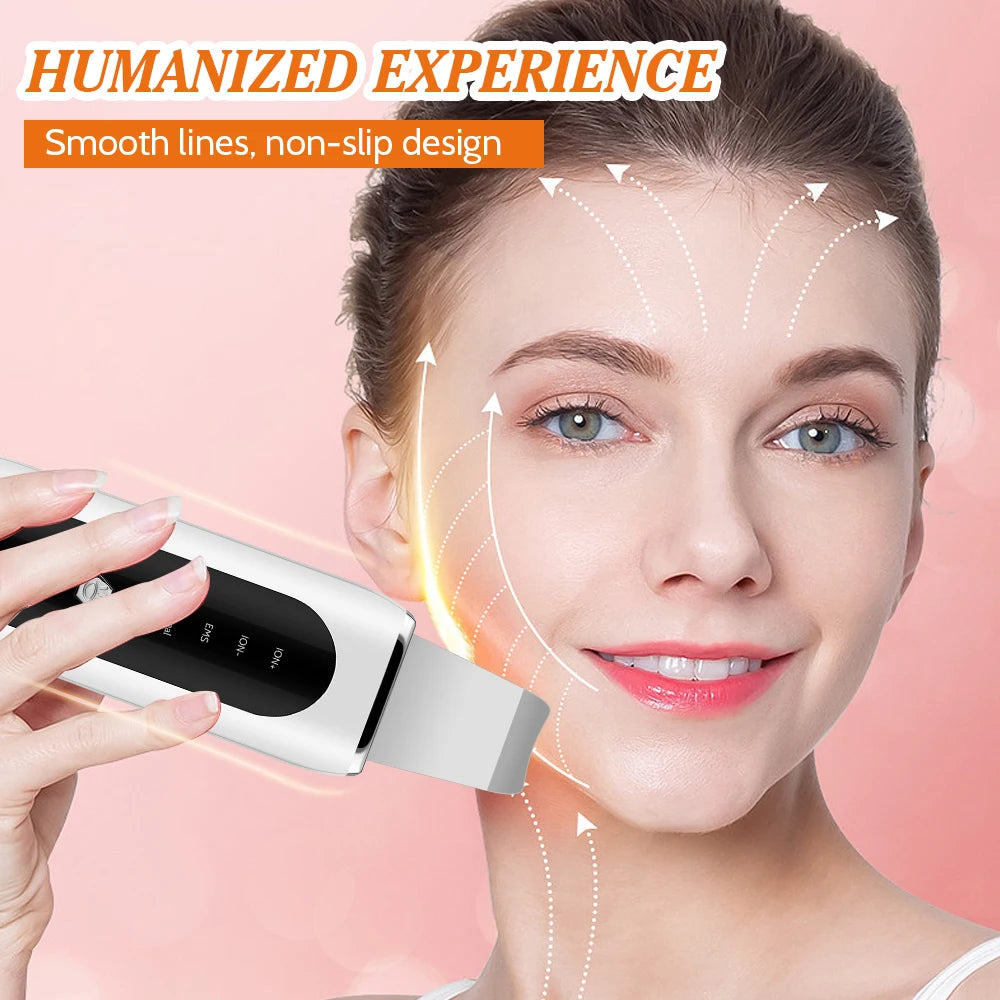 Ultrasonic Face Skin Scrubber Vibration Nose Deep Cleaning Machine   Facial Spatula Blackhead Remover Peeling Shovel Pore Clean