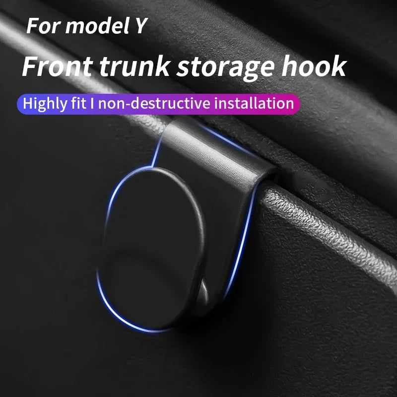 2pcs for Tesla Model Y Front Trunk Hook Storage Clips Hooks for Tidying Stowing Bags Umbrella Car Trunk Organizer ABS 2021-2023