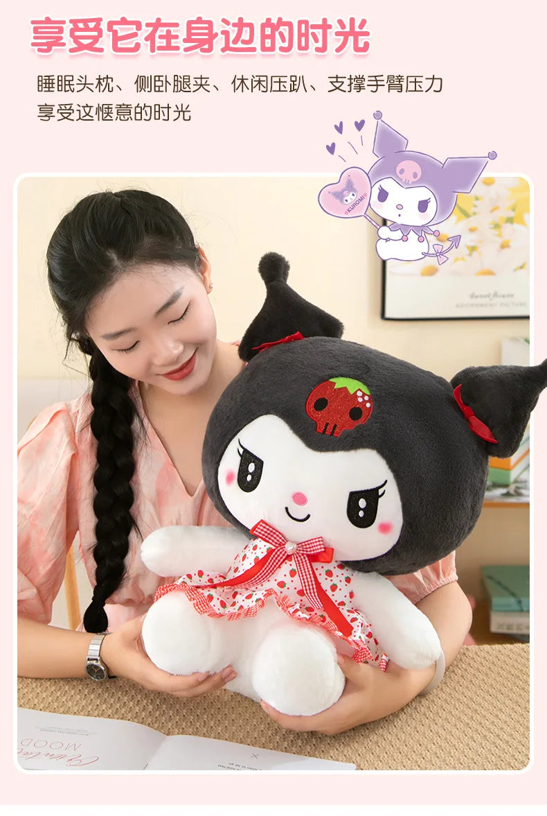 Sanrio Kuromi Hello Kitty My Melody Cute Cinnamoroll Pillow Plush Toys Plushie Keychain Stuffed Doll for Kids Christmas Gifts