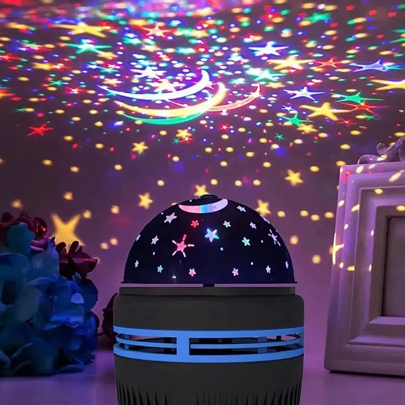 Colorful Starry Sky Party Lamp USB Christmas LED NightLights Auto Rotate Magic Ball Moon Galaxy Home Atmosphere Light Kids gifts