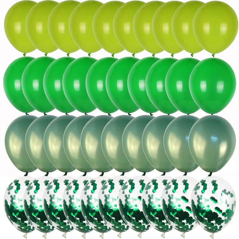 40pcs Retro Dark Green Balloons Set Confetti Balloon Jungle Safari Animal Birthday Party Decorations Kids Boy Baby Shower Favors