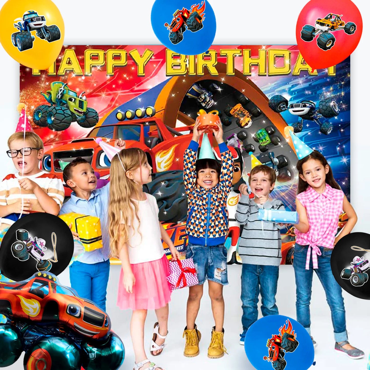 Monster Truck Party Supplies,140pcs Monster Truck Birthday Decorations&Tableware Set Blaze Party Decorations for Kids