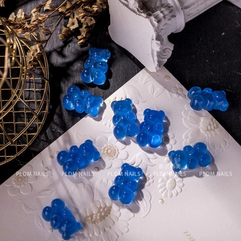 50pcs 3D Cartoon Jelly Bear Nail Art Resin Charms Rhinestones Kawaii Accessories Press on Nails Decorations DIY Supplies Parts