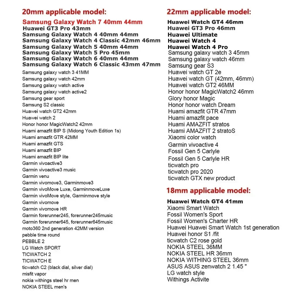 22mm 20mm Leather Strap For HUAWEI WATCH GT 4 46mm 4Pro GT3/2 Pro 42mm Soft Band For Samsung Galaxy Watch 7/6/5/4 40mm Wristband