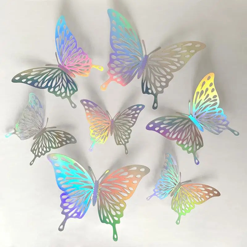 12Pcs/Set 3D Hollow Butterfly Wall Sticker Blue Red Black Wedding Decoration Living Room Home Decor Butterflies Decal Stickers