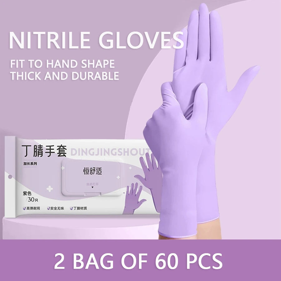 20-300pcs Nitrile Exam Gloves Disposable Purple Lilac Glove Food Grade Sterile Powder Free Protection Gloves for Cooking Clean