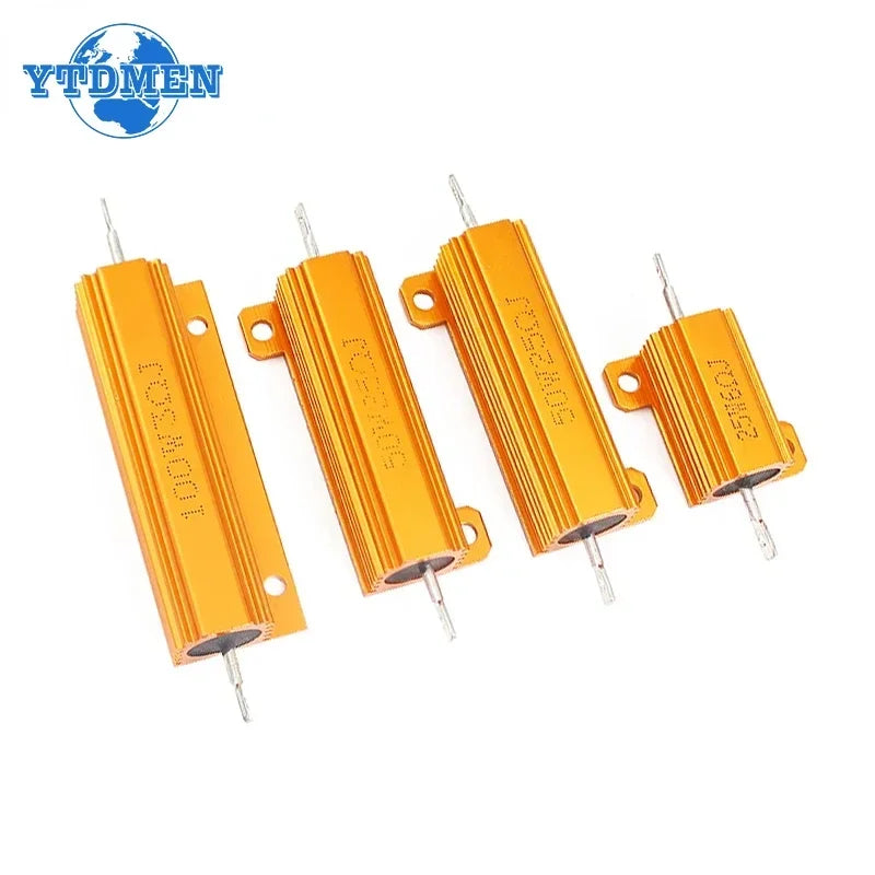2PCS 100W 50W 25W 10W Aluminum Power Resistor 0.1~1Kohm Metal Shell Case Wirewound  Resistance Load Resistors 4ohm 6ohm 8ohm