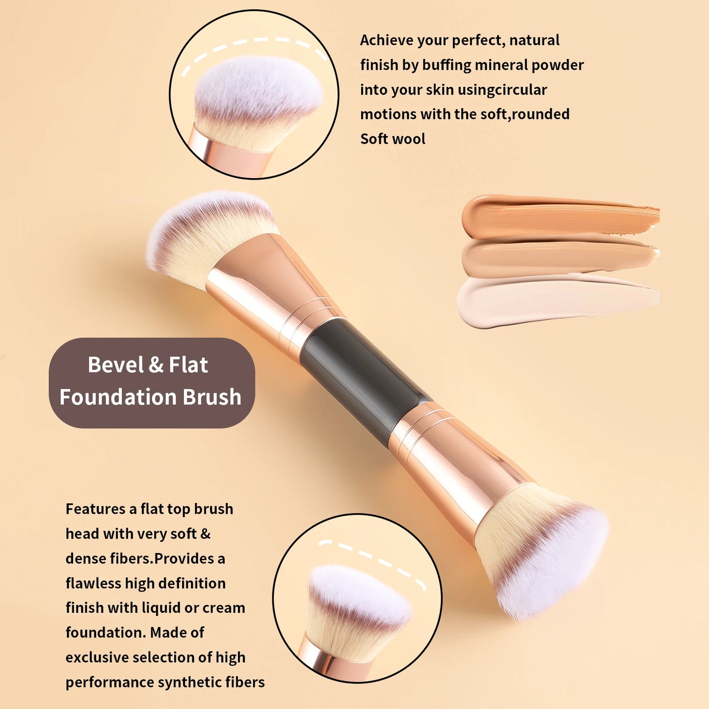 Concealer Brush, 1pcs Wooden Classic Double headed design Multifunctional Makeup Brush Cosmetic Makeup Tool for Beginner