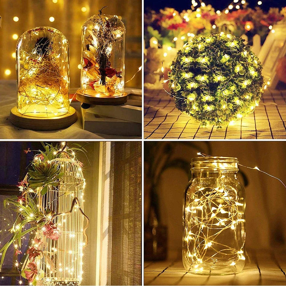 1pc Warm And Colorful Solar String Lights Outdoor Waterproof Led Courtyard Tree Wedding Flashing Lights Solar String Lights