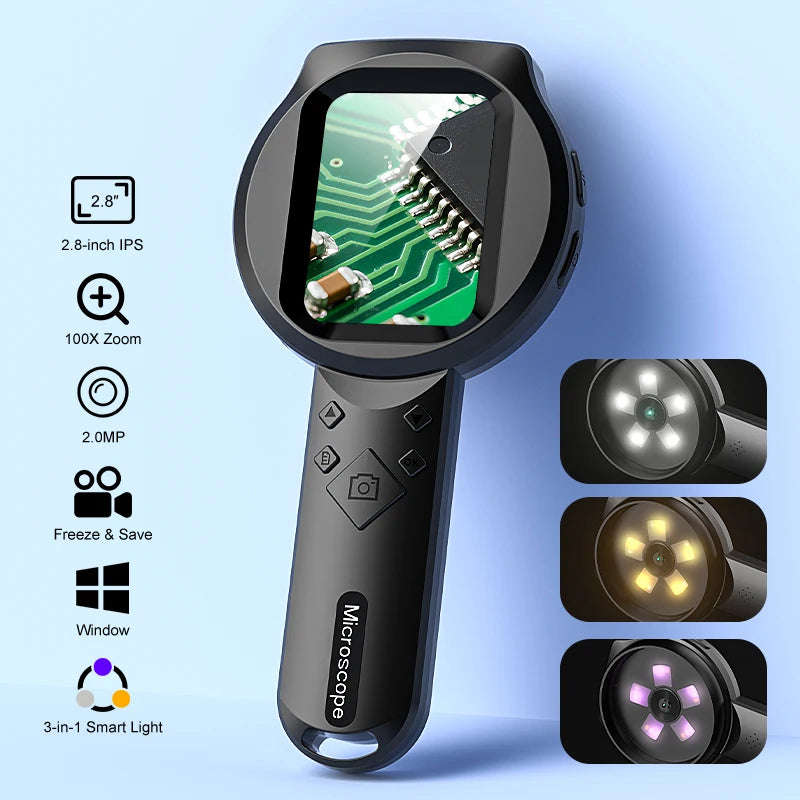 100X Portable Digital Magnifier 1080P HD Microscope 2.8-inch IPS Handh ...