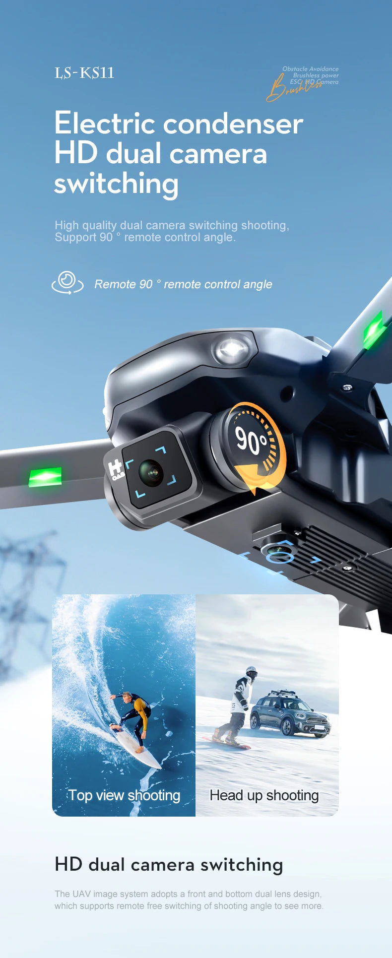 New LS KS11 Mini Drone 4K Professional Dual Camera Obstacle Avoidance Optical Flow Positioning Brushless RC Dron Quadcopter