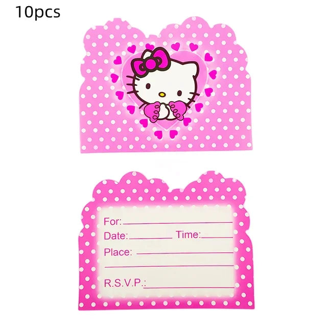 Cute Cartoon Kitty Cat Balloons Set First 5th 6th Birthday Decoration Baby Shower Globos Hello Cake Topper Backdrop Candy Box