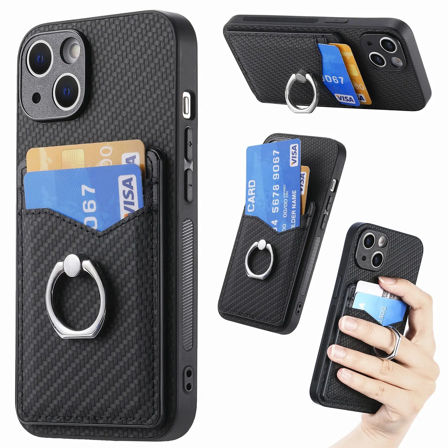 Finger Ring 2 Cards Case For VIVO V60 V50 Lite V40 V29 V29E V27 V25 Pro Magnetic Car Holder Leather Anti Drop Protection Cover