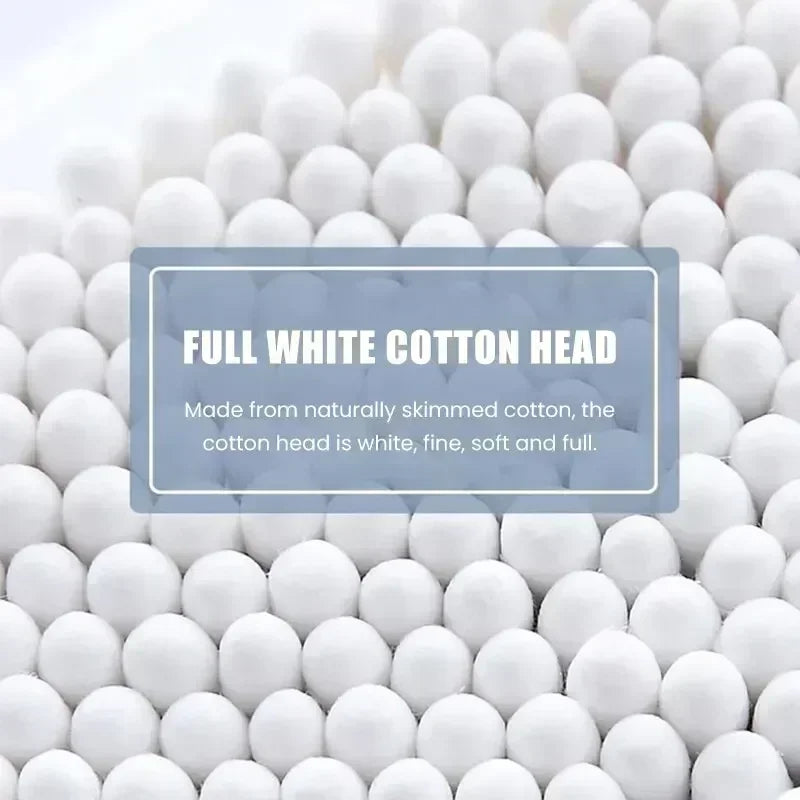100/300/500 Pcs Cotton Swabs with Wooden Sticks, Bamboo Cotton Swabs Double Round Tips, Biodegradable Cotton Buds