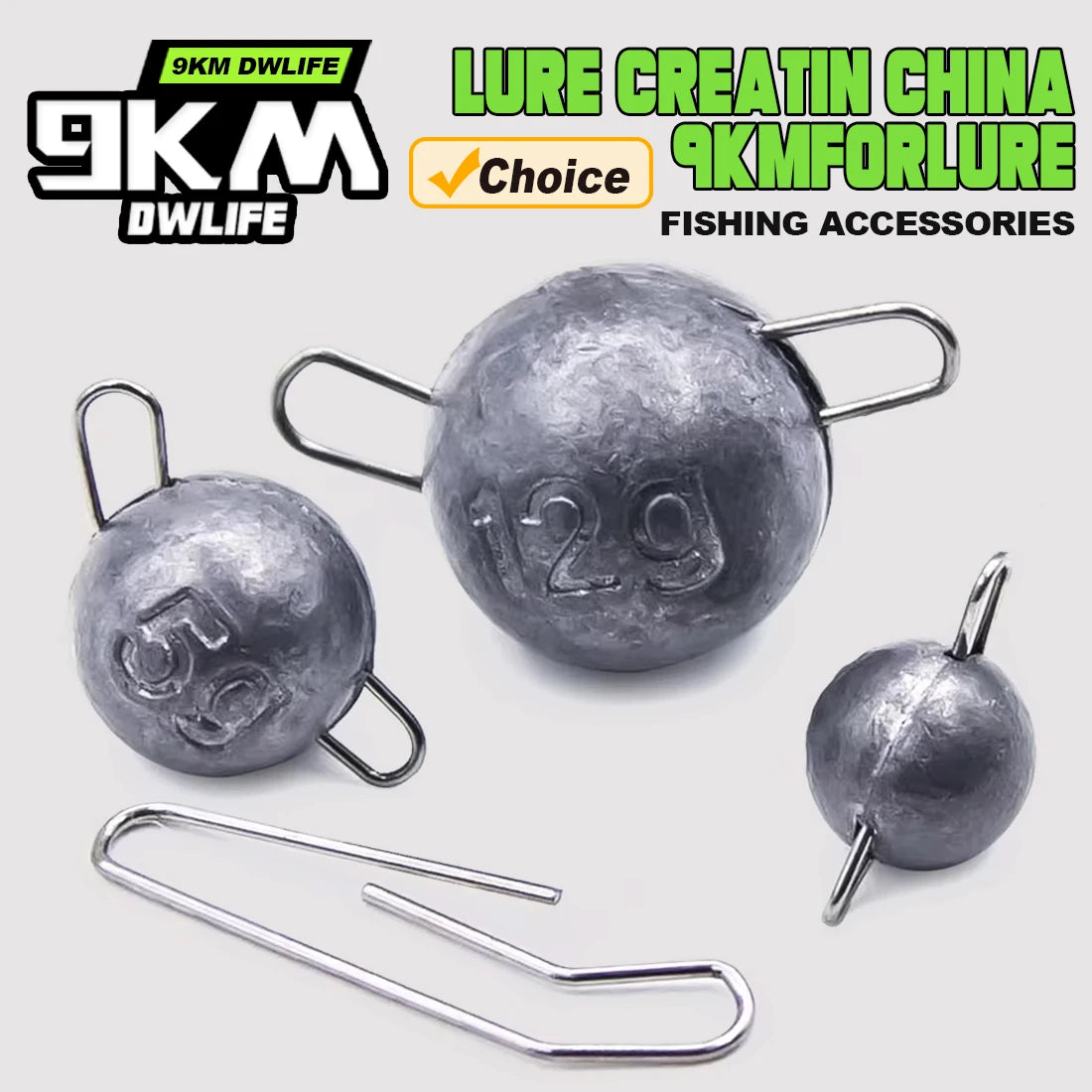 9KM 10Pcs Cheburashka Weights Cheb Ball Sinkers Hook Connector Freshwater