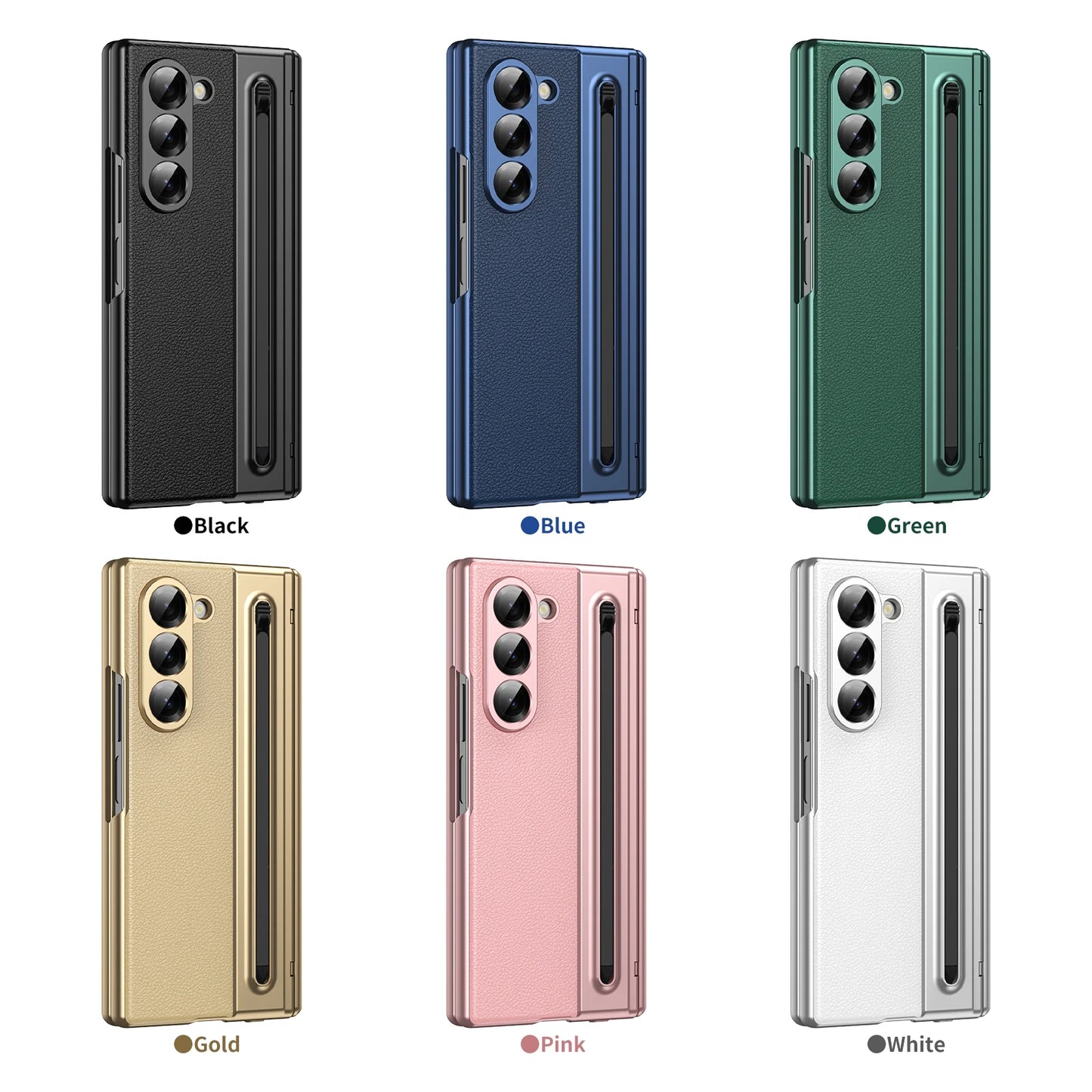For Samsung Galaxy Z Fold 7 6 5 4 3 Leather Hinge Phone Case Outer Screen Glass S Pen Slot Protective Cover for Galaxy Z Fold 7